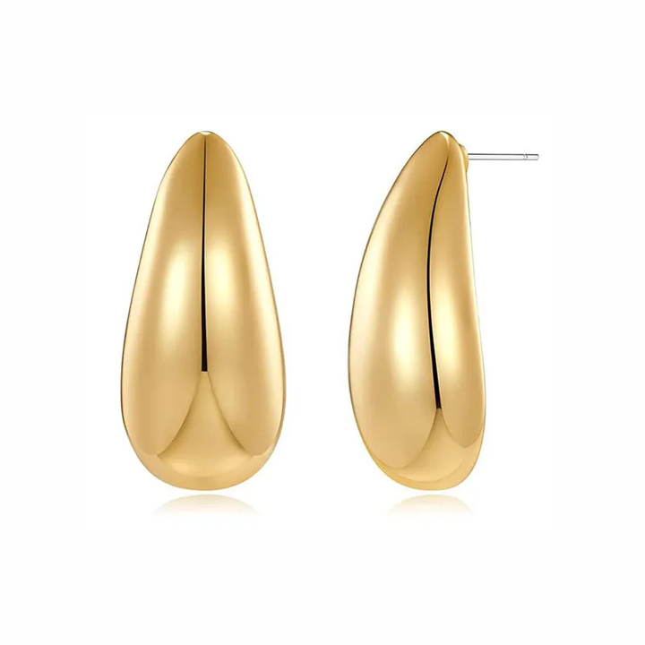 Gold Plated Water Droplet Earrings - Large