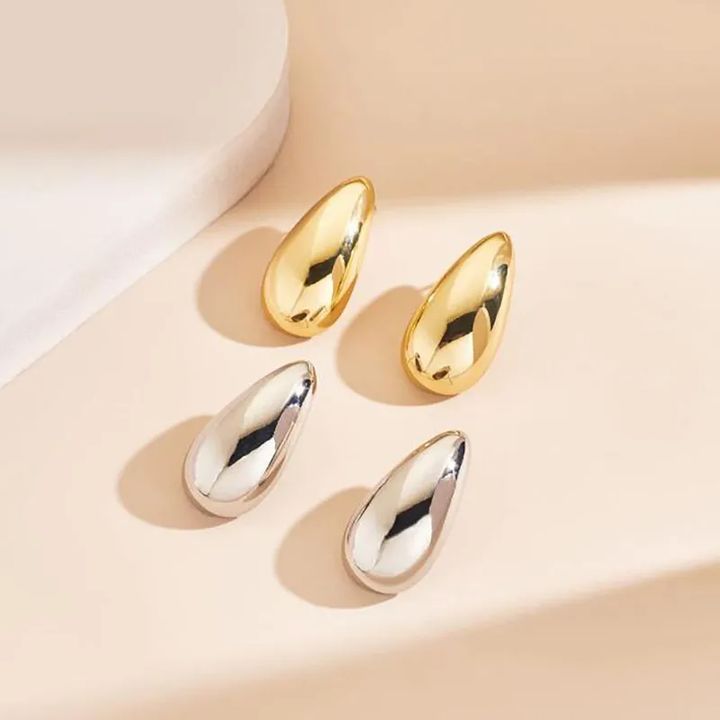 Trendy White Gold Water Droplet Earrings