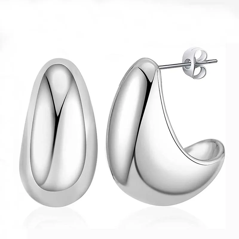 Trendy White Gold Water Droplet Earrings