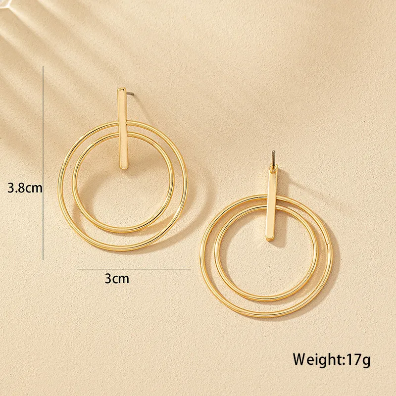 Gold Plated Hollowed Out Double Hoop Earrings
