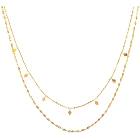 Gold Plated Double Layered Statement Necklace