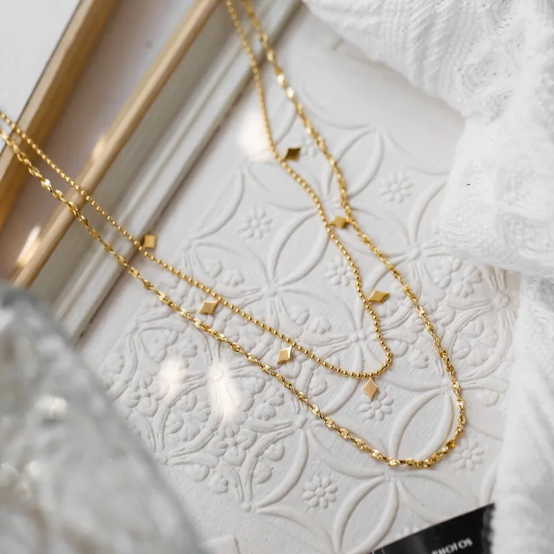 Gold Plated Double Layered Statement Necklace