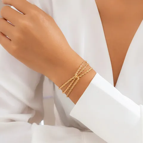 Gold Plated Rope Chain Folded Bracelet