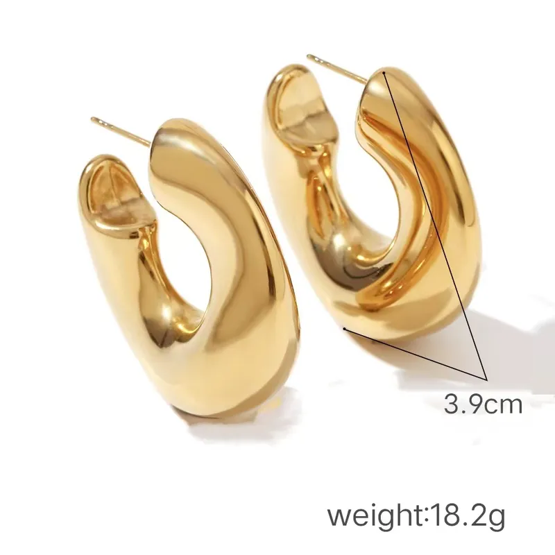 Gold Curved Bar Statement Earrings