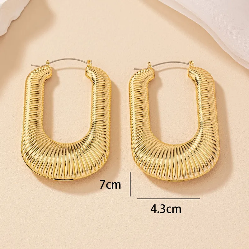 Textured U Hoop Statement Earring In Gold