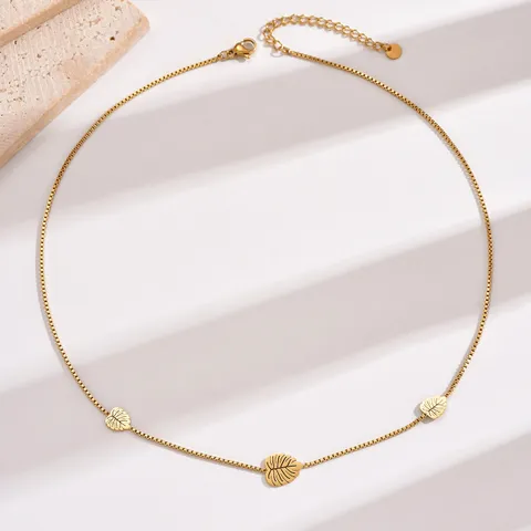 Gold Plated Leaf Drops Necklace