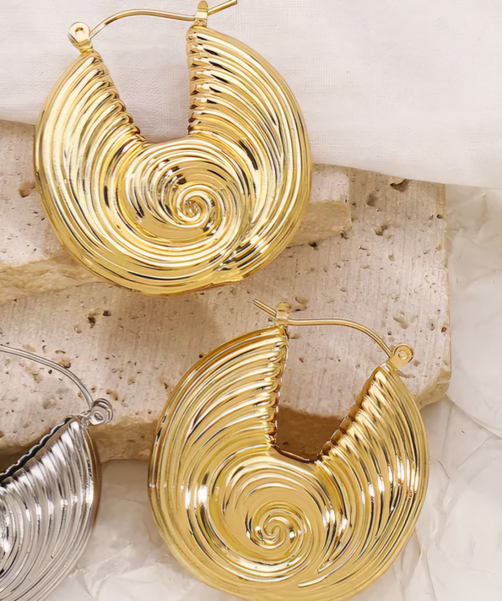 Vintage Textured Disc Hoop Earrings