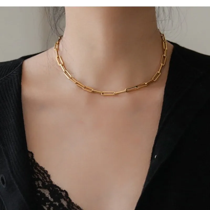 Gold Plated Paper Clip Necklace