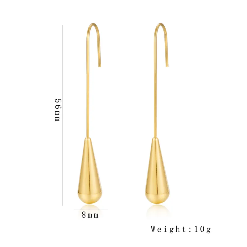 Long Tear Drop Earrings In Gold