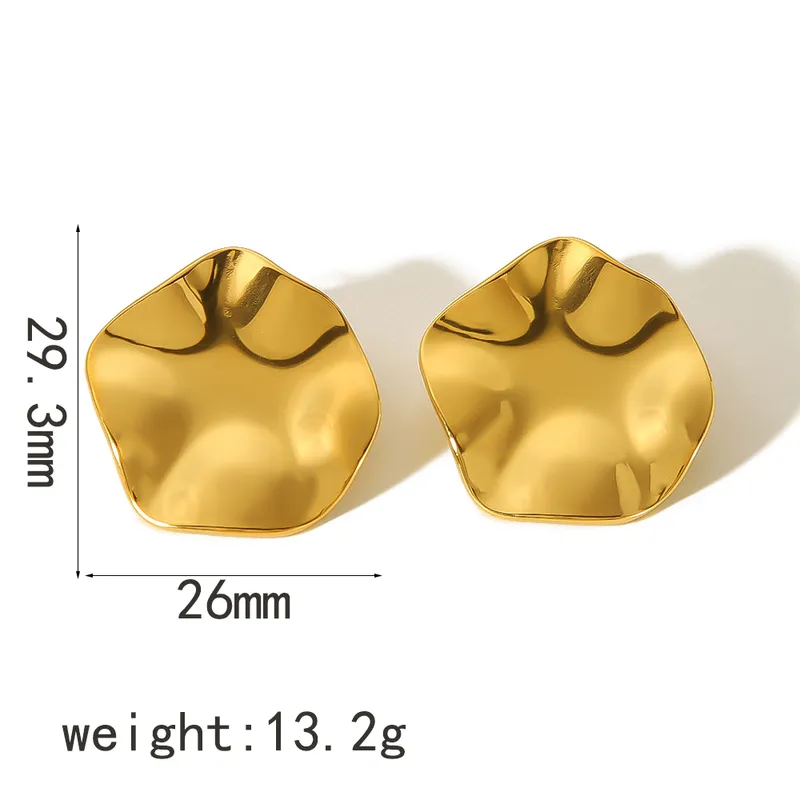 Gold Plated Morphed Disc Stud Earrings