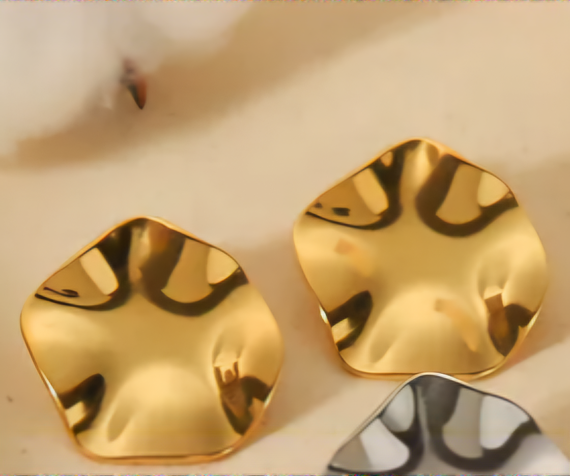 Gold Plated Morphed Disc Stud Earrings