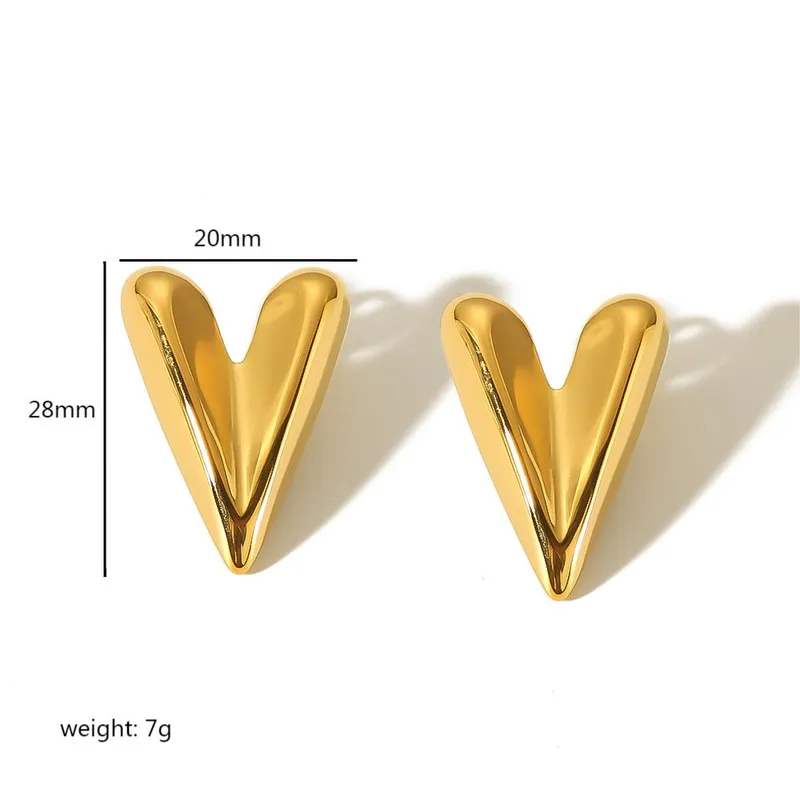 Large Gold Heart Shaped Earrings