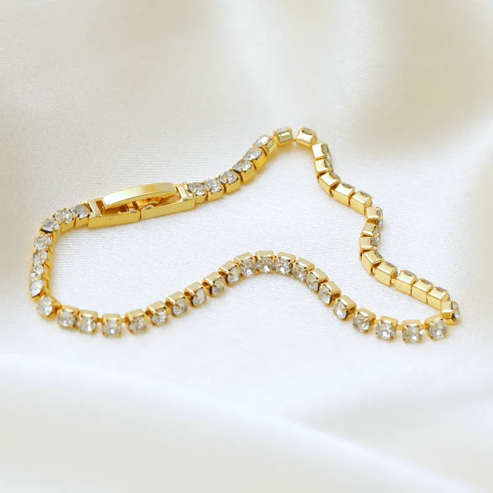 Gold Plated Cubic Zirconia Bracelet With Clip