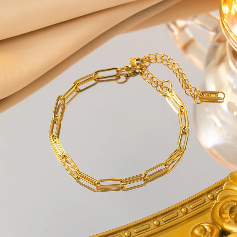 Gold Plated Paper Clip Bracelet