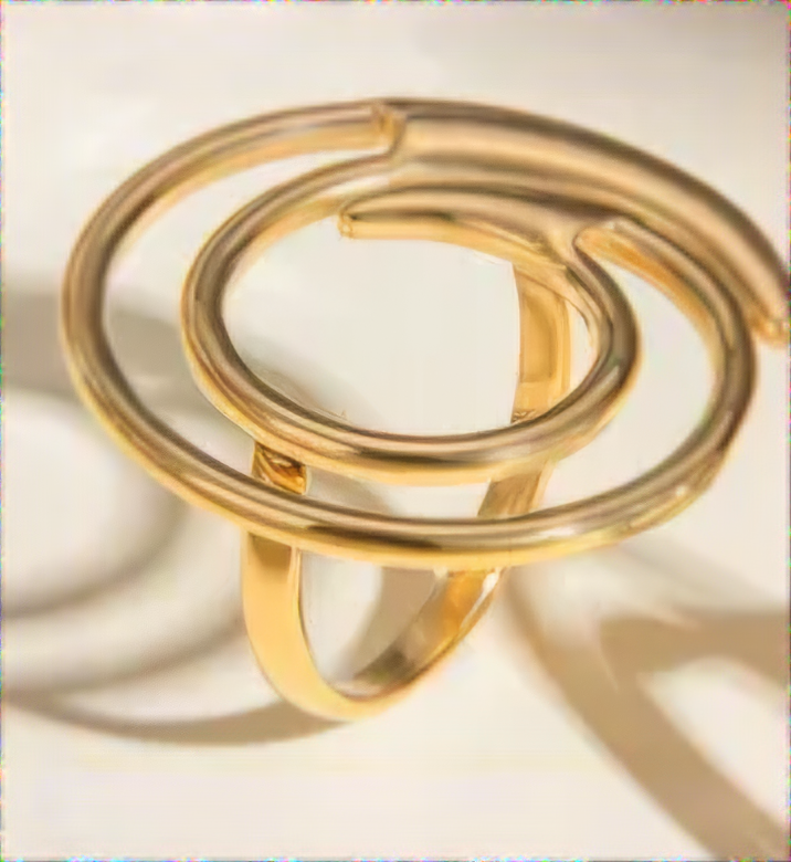 Minimalist Gold Plated Bi-Circular Ring