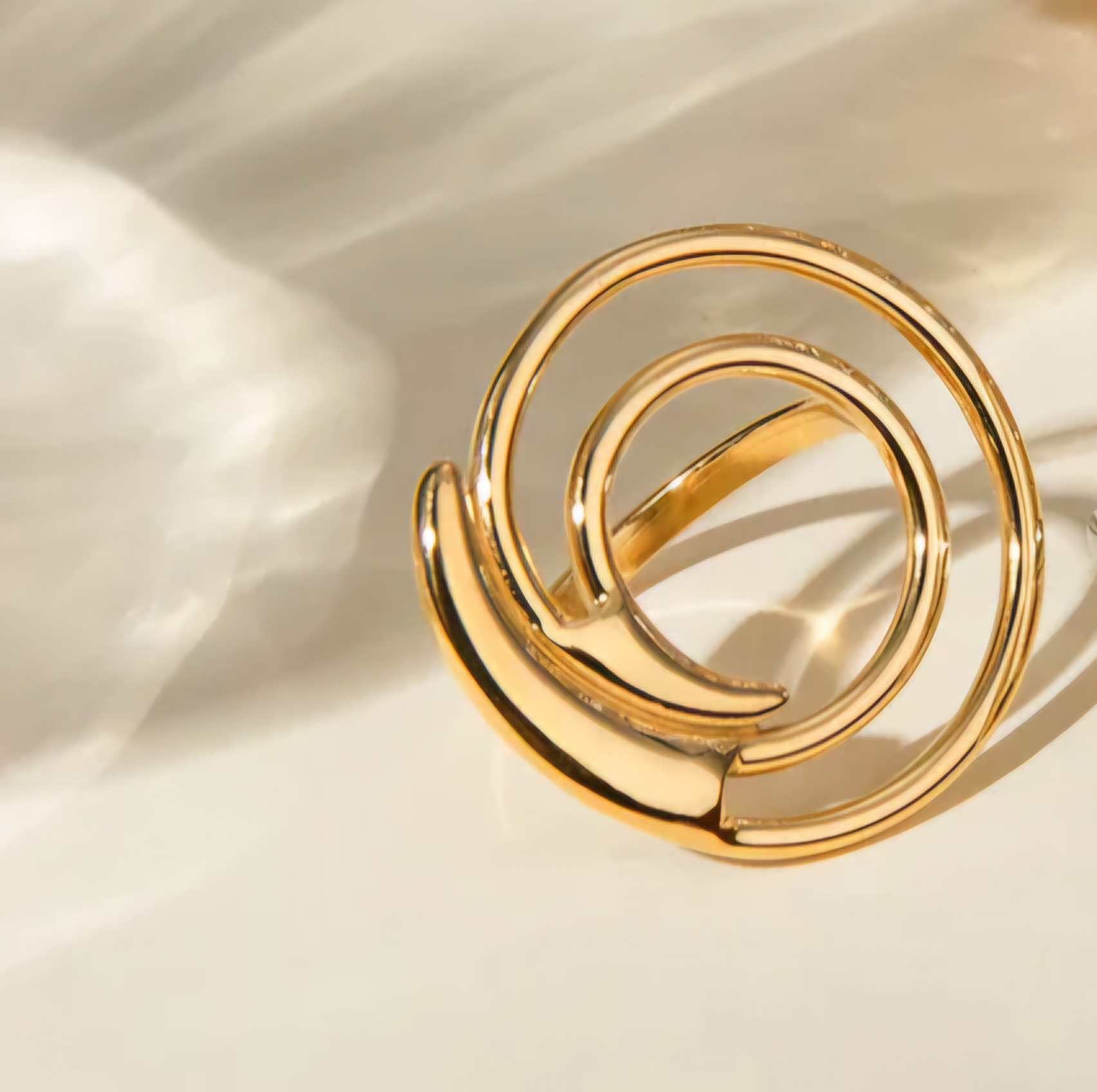 Minimalist Gold Plated Bi-Circular Ring