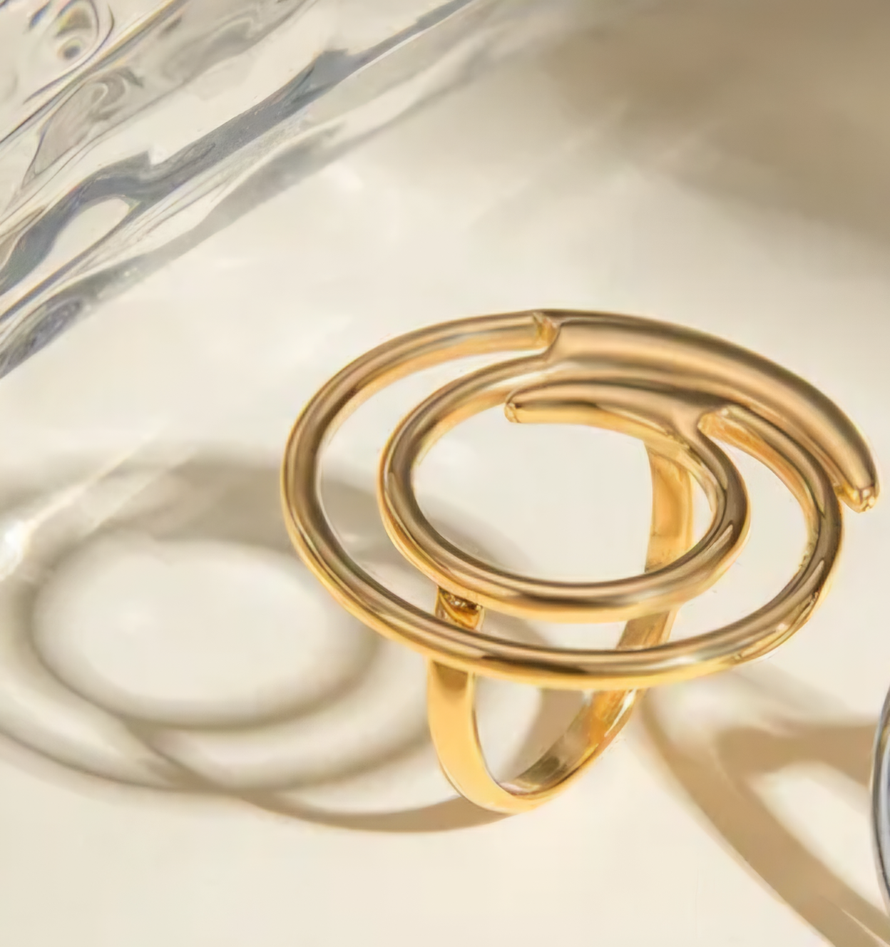 Minimalist Gold Plated Bi-Circular Ring