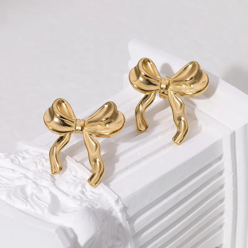 Gold Small Bow Knot Earrings