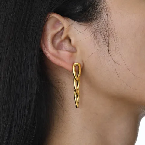 Gold Plated Chain Link Drop Earrings