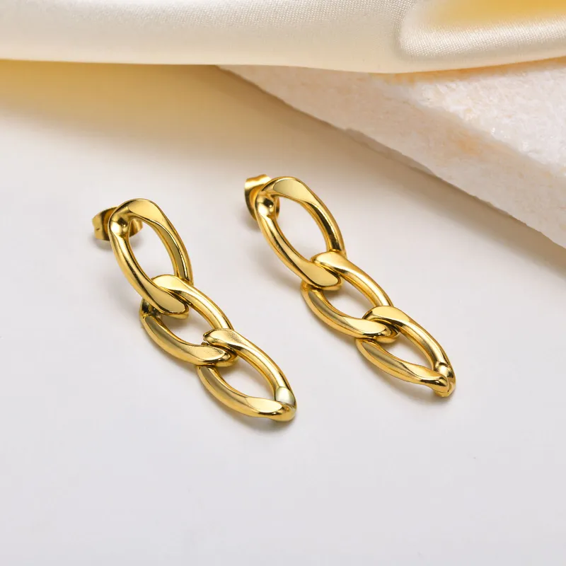 Gold Plated Chain Link Drop Earrings