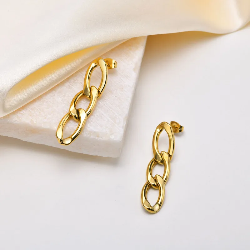 Gold Plated Chain Link Drop Earrings