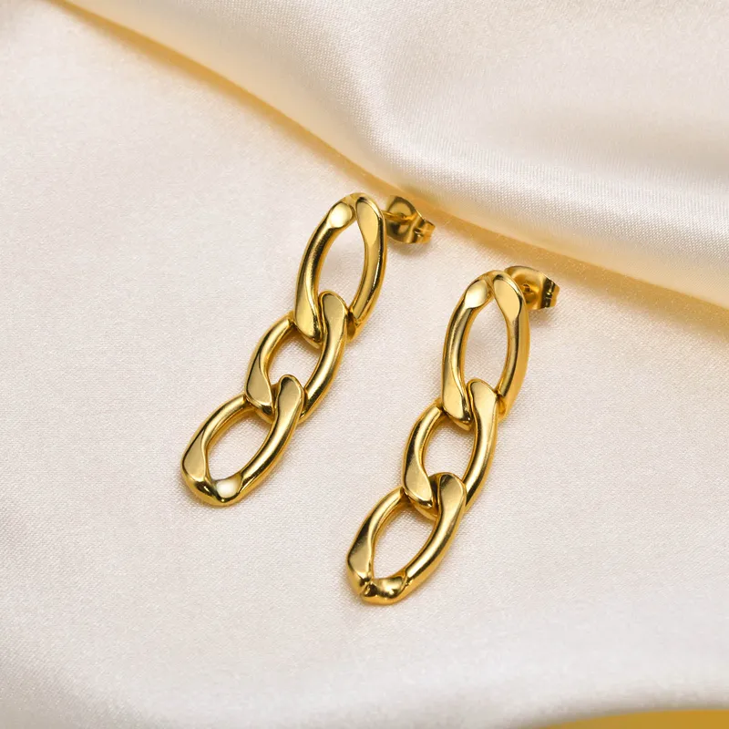 Gold Plated Chain Link Drop Earrings