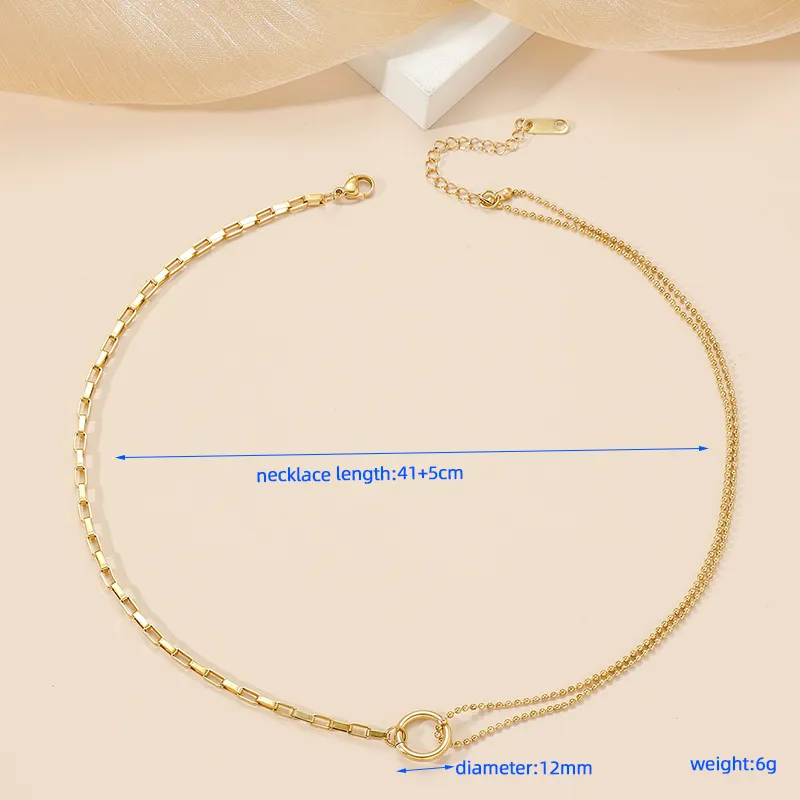 Gold Plated Multi Strand Necklace With Circular Pendant