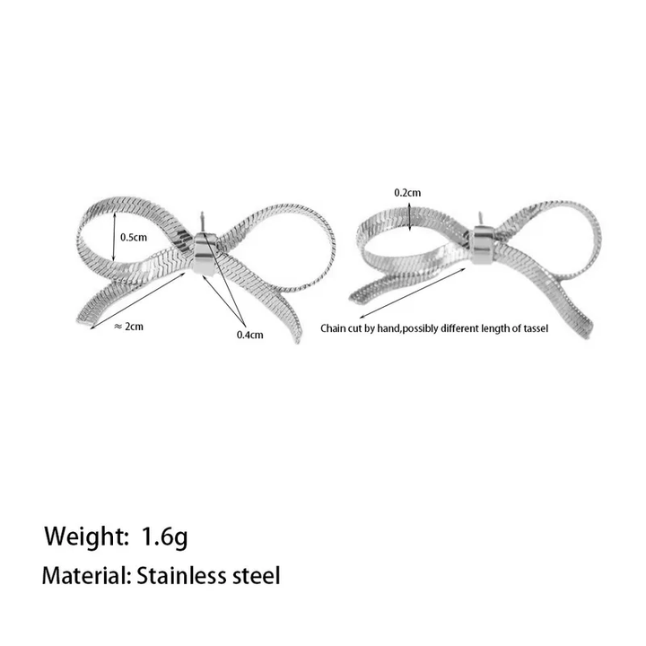 Delicate White Gold Bow Earrings