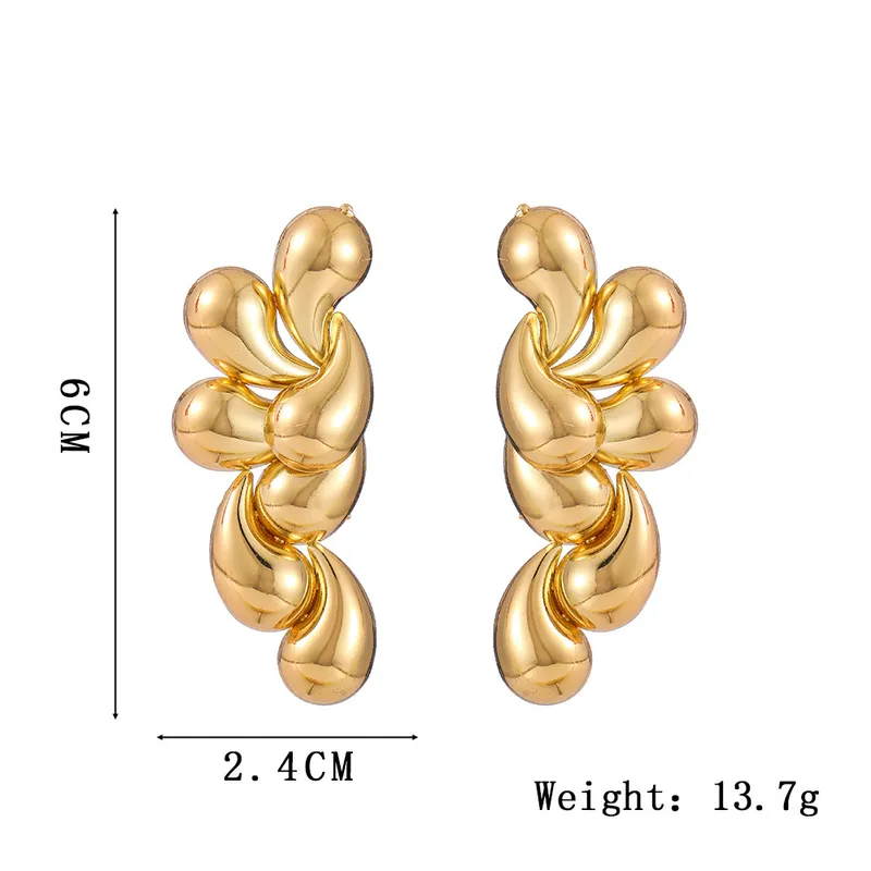 Chunky Multiple Water Drop Earrings In Gold