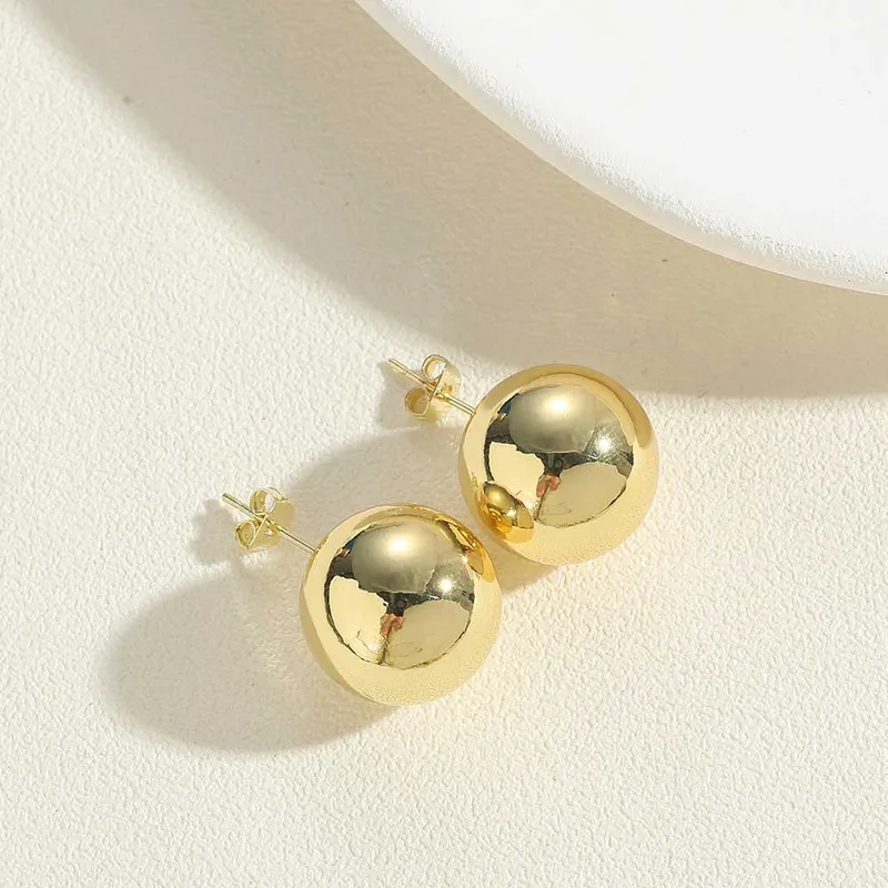 Gold Plated Classic Round Stud Earrings