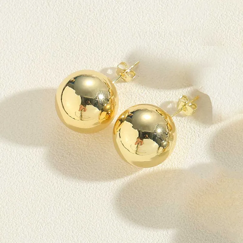 Gold Plated Classic Round Stud Earrings