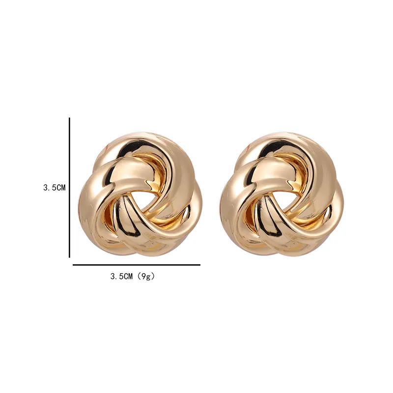 Elegant Gold Hollow Knotted Stud - Large