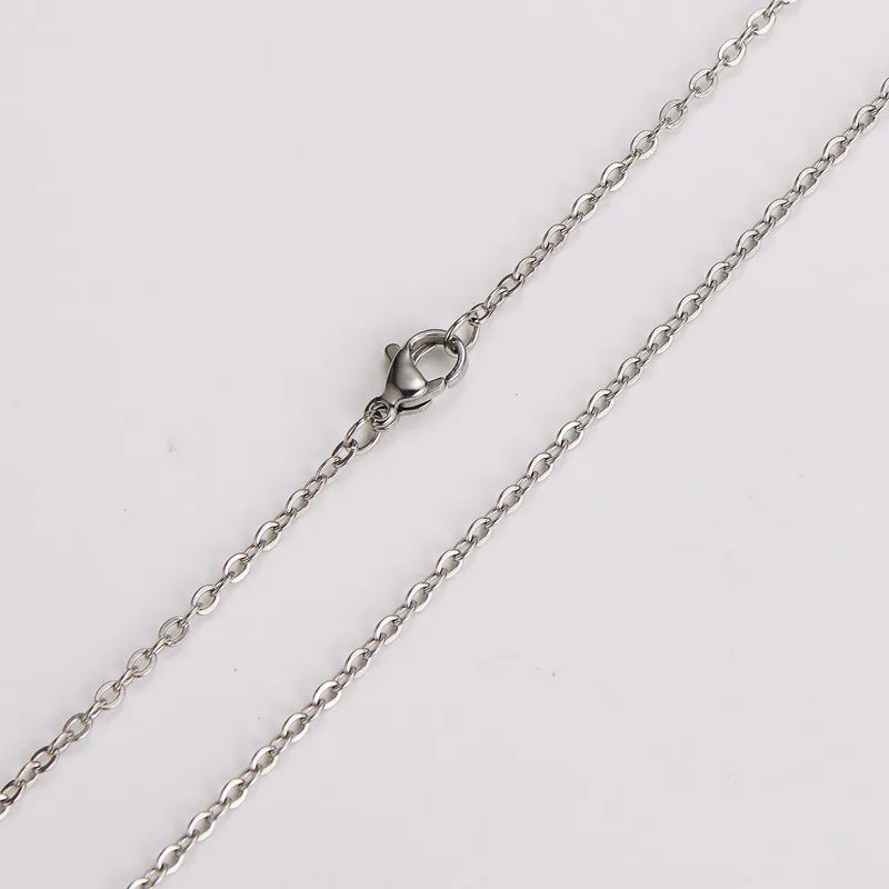 Simple Chain Link Necklace In White Gold 2mm