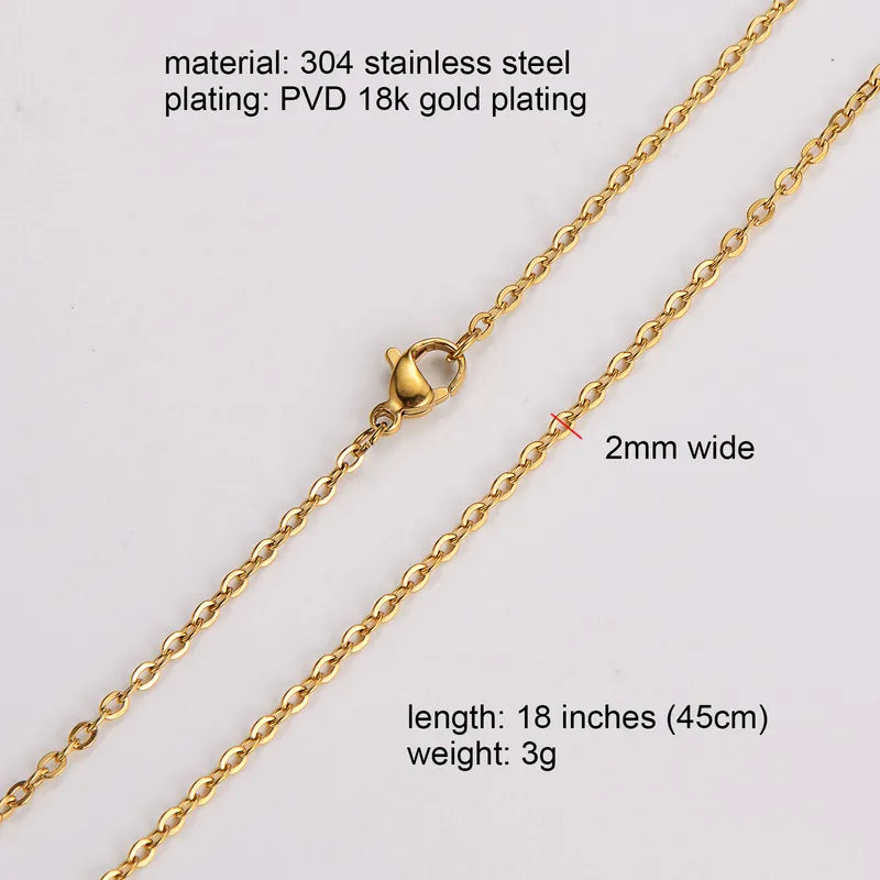 Simple Gold Plated Chain Link Necklace In 2mm