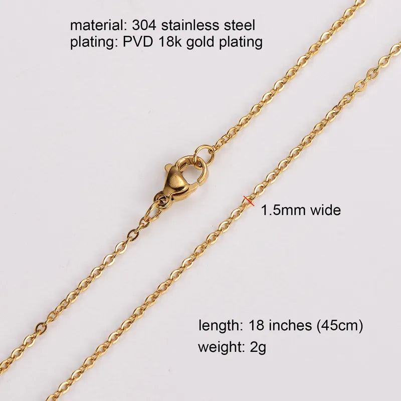 Simple Gold Plated Chain Link Necklace In 1,5mm